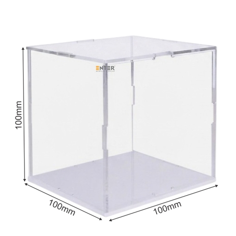 Hộp mica Enter BOX302 100x100x100mm dày 2mm đế 3mm, lắp ráp, Hộp trưng bày mô hình, Hộp mica trong chống bụi
