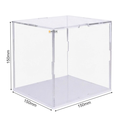 Hộp mica Enter BOX304 150x150x150mm dày 2mm đế 3mm, lắp ráp, Hộp trưng bày mô hình, Hộp mica trong chống bụi