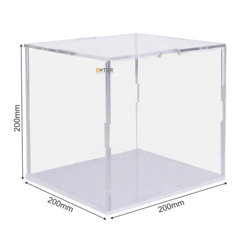 Hộp mica Enter BOX305 200x200x200mm dày 2mm đế 3mm, lắp ráp, Hộp trưng bày mô hình, Hộp mica trong chống bụi