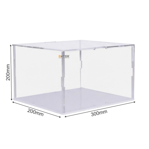 Hộp mica Enter BOX306 300x200x200mm dày 3mm đế 3mm, lắp ráp, Hộp trưng bày mô hình, Hộp mica trong chống bụi