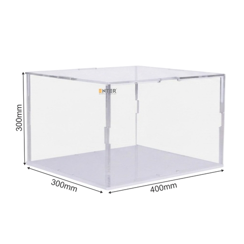 Hộp mica Enter BOX308 400x300x300mm dày 3mm đế 3mm, lắp ráp, Hộp trưng bày mô hình, Hộp mica trong chống bụi