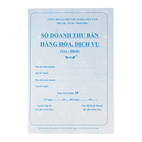 Sổ doanh thu bán hàng hoá, dịch vụ NY S1a-HKD 20x30cm 100 tờ A4 (5/25)