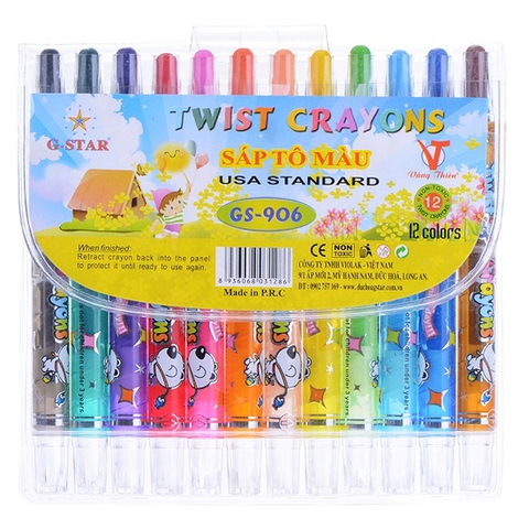 Bút sáp vặn Gstar GS-906 12 màu ngắn