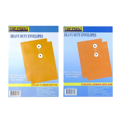 Bao thư cột dây Toppoint 17.8x25.4cm / 22.9x32.4cm keo thấm nước