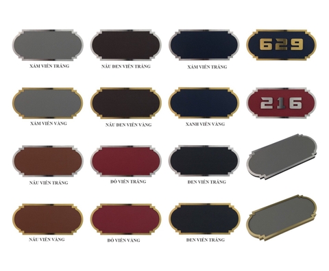 Biển số phòng da BP02 chữ nhật viền inox, Bảng số chung cư, khách sạn, toà nhà