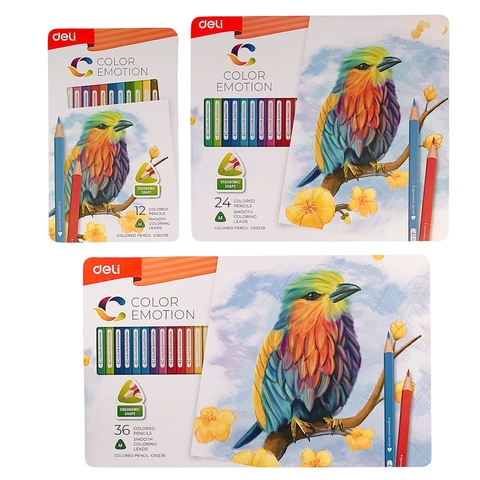 Bút chì màu Deli C00205 / C00225 / C00235 hộp thiếc