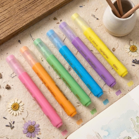 Bút dạ quang Deli U12S, Bút nhớ dòng, Bút highlight (10/100)
