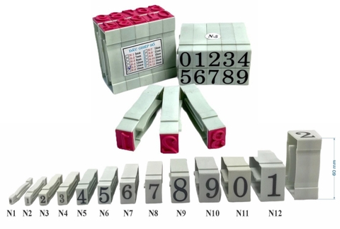 Dấu số ghép SM N1 / N2 / N3 / N4 / N5 / N6 / N7 / N8 / N9 / N10 / N11 / N12 10 ký tự mặt đúc