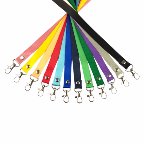 Dây đeo thẻ lụa 1.5cm đầu móc khóa [50] (100)