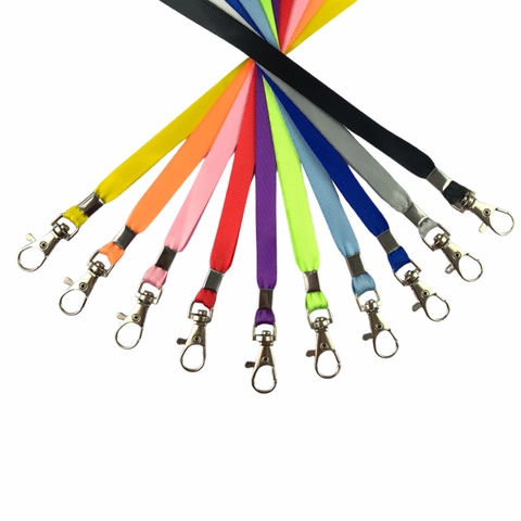 Dây đeo thẻ lụa 1cm đầu móc khóa [50] (100)