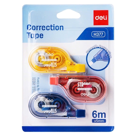 Xoá kéo Deli H377 3 cái, băng xoá kéo, bút xoá, viết xoá (12)