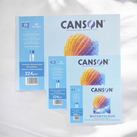 Giấy vẽ Canson 224gsm 10 tờ, giấy vẽ màu nước
