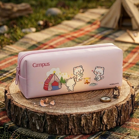 Hộp bút vải Campus PCS-600AC-P hồng, bóp viết, văn phòng phẩm