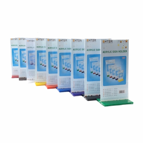 Kệ mica 2 mặt Enter E09 100x210mm đế lùa, Kệ menu nhà hàng, Standee mica để bàn, Bảng quét mã QR Code (20)