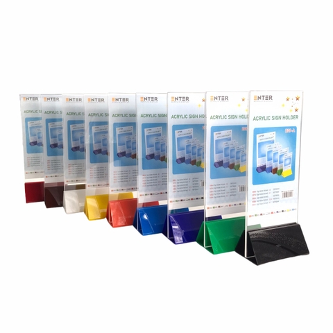 Kệ mica 2 mặt Enter E09-A 100x210mm đế lùa uốn chân chữ A, Kệ menu nhà hàng, Standee mica để bàn, Bảng quét mã QR Code (20)
