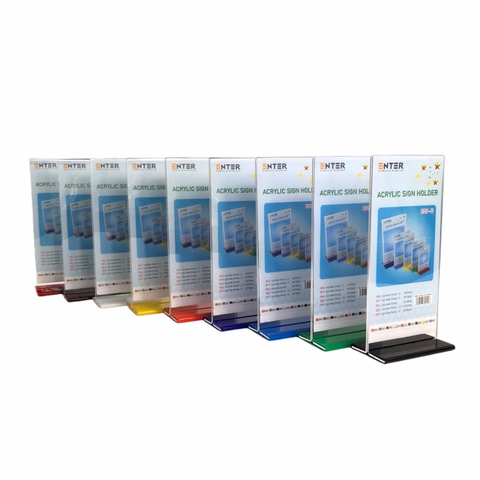 Kệ mica 2 mặt Enter E09-U 100x210mm đế lùa uốn bằng, Kệ menu nhà hàng, Standee mica để bàn, Bảng quét mã QR Code (20)