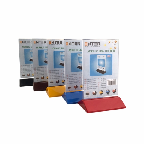 Kệ mica 2 mặt Enter E18 100x150mm đế màu, Kệ menu nhà hàng, Standee mica để bàn, Bảng quét mã QR Code (20)