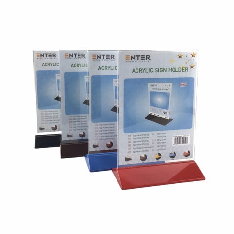 Kệ mica 2 mặt Enter E21 150x210mm đế màu A5 đứng, Kệ menu nhà hàng, Standee mica để bàn, Bảng quét mã QR Code (20)