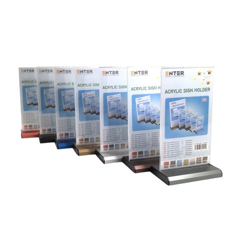 Kệ mica 2 mặt Enter E31 100x180mm đế nhôm, Kệ menu nhà hàng, Standee mica để bàn, Bảng quét mã QR Code (20)