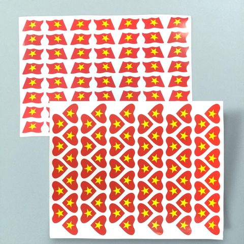 Set sticker decal lá cờ / trái tim dán mặt tờ A3