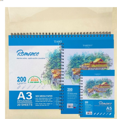 Tập vẽ lò xo Takeyo Romance TMG-8355/ TMG-8356/ TMG-8358 200gsm 20 tờ