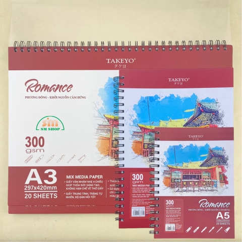 Tập vẽ lò xo Takeyo Romance TMG-8360/ TMG-8361/ TMG-8363 300gsm 20 tờ