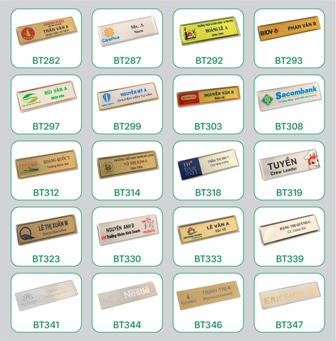 Thẻ tên kim loại đổ keo gắn kim 004 / nam châm N010