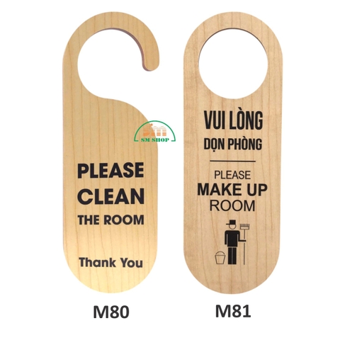 Thẻ treo phòng khách sạn gỗ MDF M80 / M81 8x23cm 5.5mm 2 mặt in UV