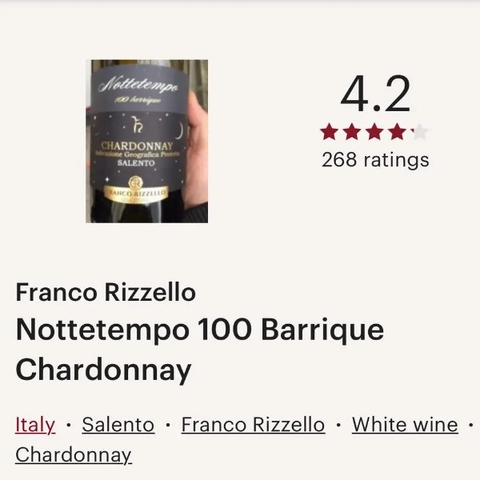 Rượu vang Chardonnay  Nottetempo 100 Barrique