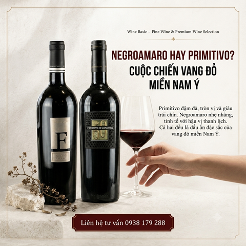 Rượu vang Primitivo và Negroamaro