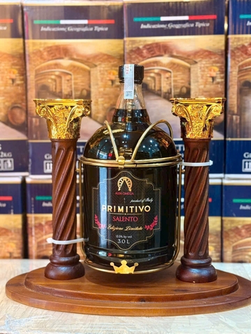 Kệ Rượu vang Primitivo Salento 3L + kệ gỗ