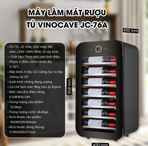 Tủ ướp vang VINOCAVE 22 chai