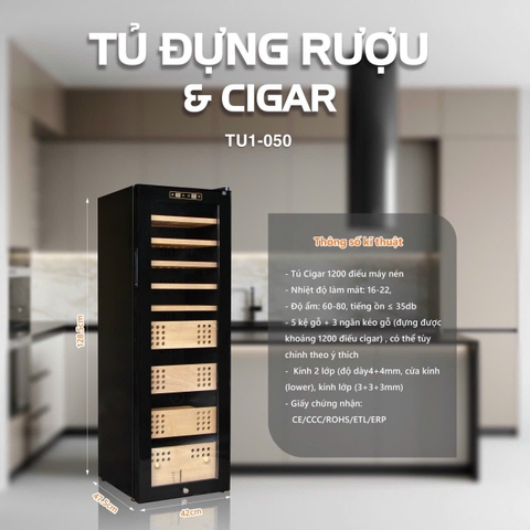 Tủ bảo quản xì gà 1200 điếu cao cấp