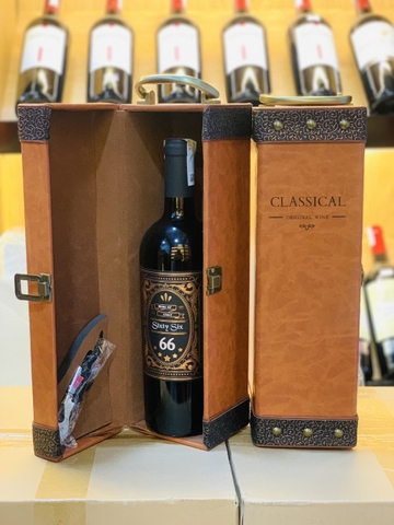 Hộp da 1 chai rượu vang Sixty Six