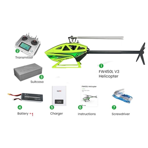 Flywing FW450L V3 GPS Stabilized RC Helicopter - Green