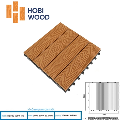 Vỉ Gỗ Nhựa HobiWood HB300V300 3D Vibrant Yellow