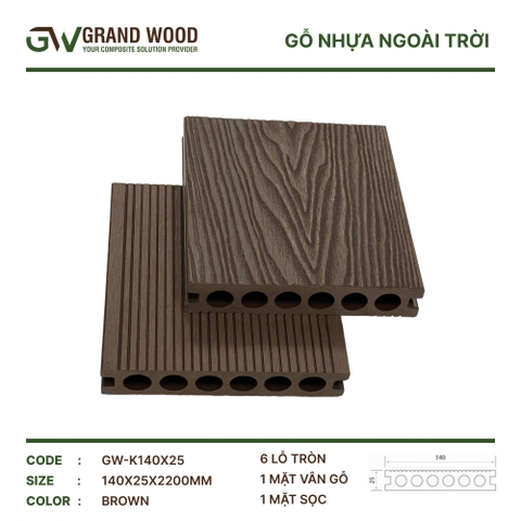 Sàn Gỗ Nhựa GW-K140X25 Brown