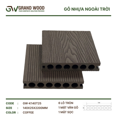 Sàn Gỗ Nhựa GW-K140T25 Coffee