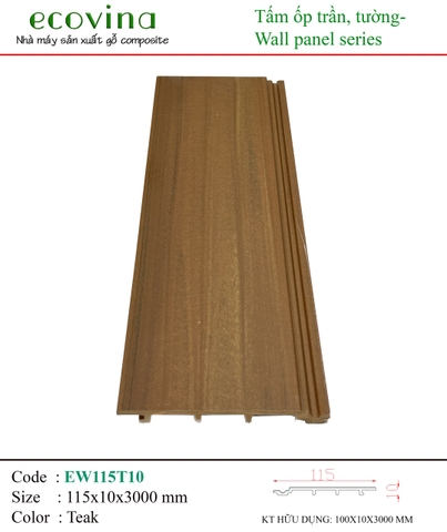 Tấm Ốp Phẳng Ecovina EW115T10 Teak