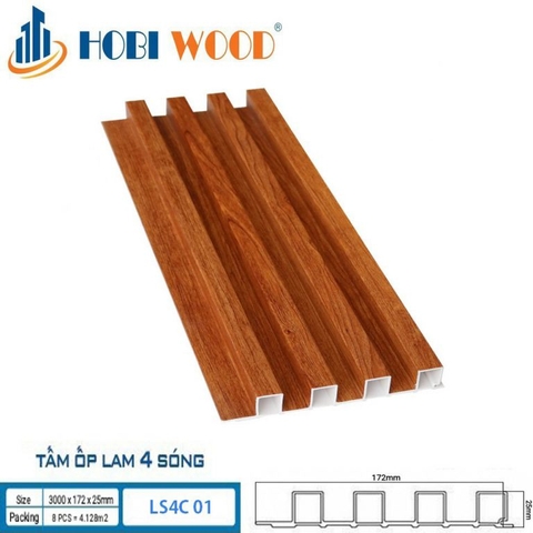 Lam Sóng Gỗ Nhựa HobiWood LS4C-01