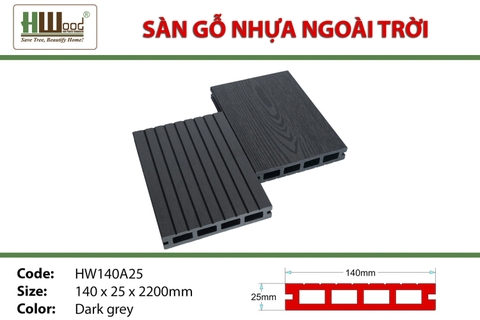 Sàn Gỗ Nhựa HWOOD HW140A25 Dark Grey