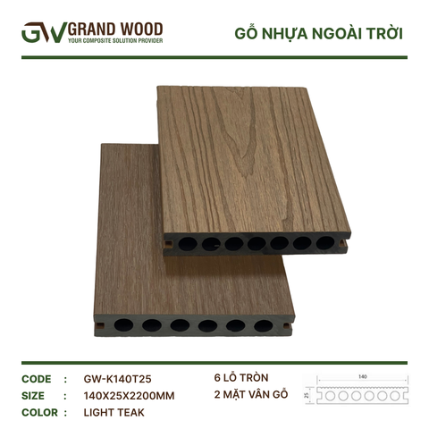 Sàn Gỗ Nhựa GW-K140T25 Light Teak