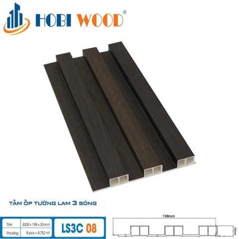 Lam Sóng Gỗ Nhựa HobiWood LS3C-08