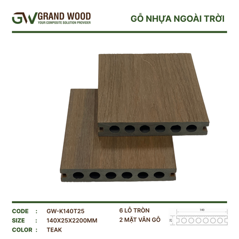 Sàn Gỗ Nhựa GW-K140T25 Teak