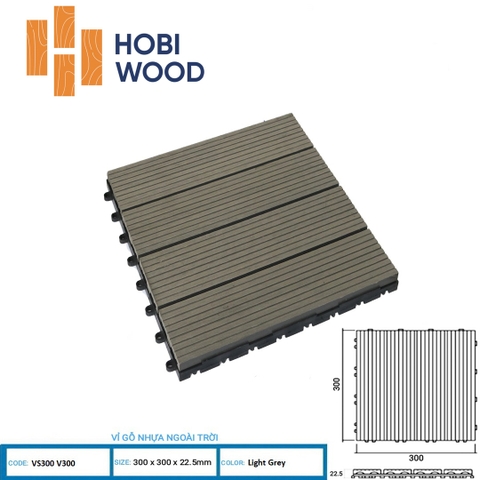 Vỉ Gỗ Nhựa HobiWood VS300V300 Light Grey