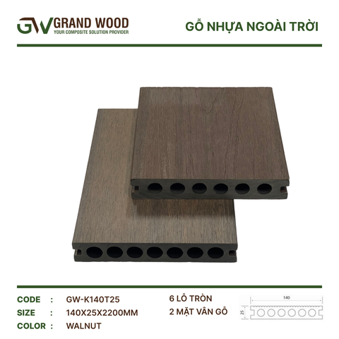 Sàn Gỗ Nhựa GW-K140T25 Walnut