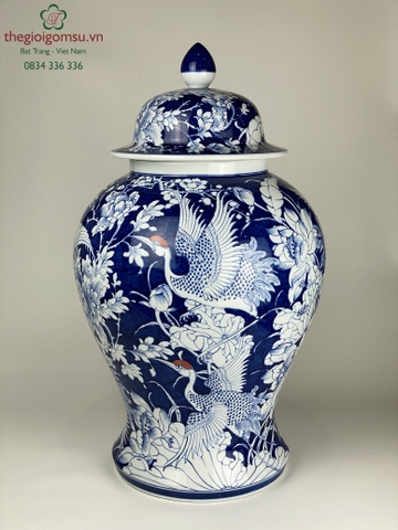 Chóe phong thủy "Chim hạc hoa sen" xanh đại thanh