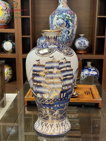 Mai Bình tích lộc "Thuận buồm xuôi gió" vẽ vàng 24K