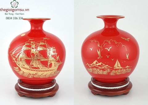 Bình hút Tài Lộc Thuận Buồm Xuôi Gió nền màu huyết dụ in Logo doanh nghiệp