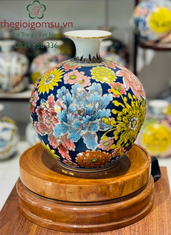 Bình hút Tài Lộc "Liên Hoa Mẫu Đơn" vẽ vàng